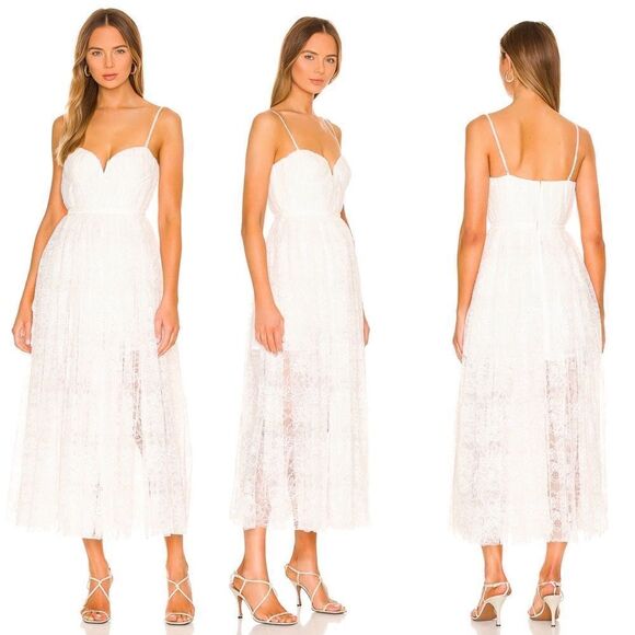 Sau Lee Selena Lace Sweetheart Midi Dress in White Bridal Wedding 0 - Picture 7 of 14